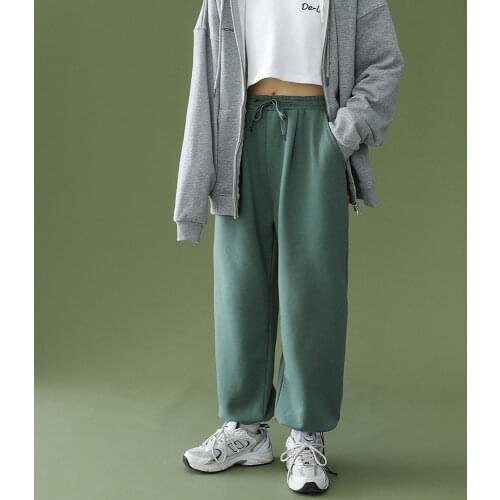 Mens Clothing The Four Seasons Neutral Style Spring Wear Straight Tube Loose Drawstring Casual Sports Pants Grey Trend