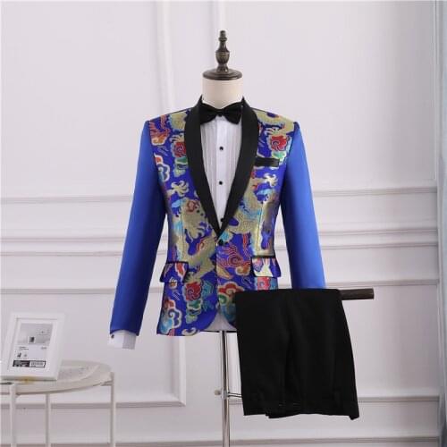 2022 Mens New Multicolor Printing Suit Suit Studio Host Performance Suit Two Pieces