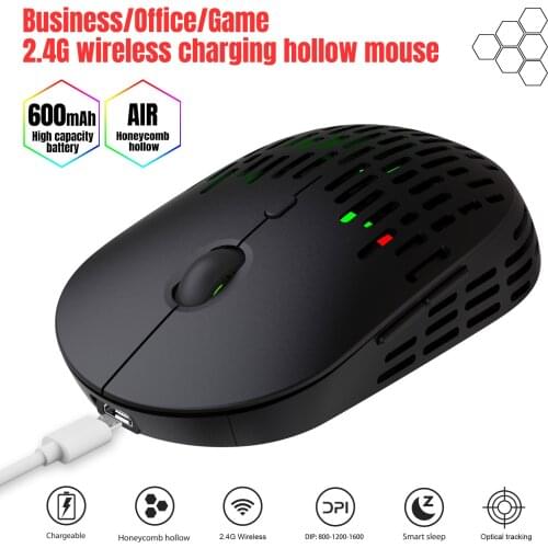 2.4G Wireless Gaming Mouse 1600 DPI RGB Adjustable LED Backlight Optical Mice USB Rechargeable Gamer Mouse for Laptop PC
