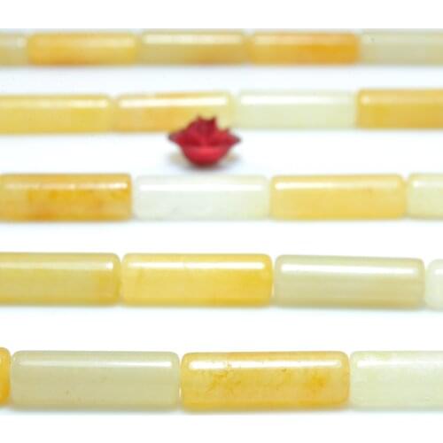 Natural Yellow Jade Smooth TubeLoose Beads Wholesale Gemstone Semi Precious Stone Bracelet Necklace Diy Jewelry Making Design