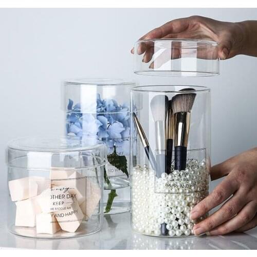 Nordic Glass Storage Jar Brush Holder Glass Tank Makeup Storage Bottle with Lid Kitchen Organizer Food Container 1L