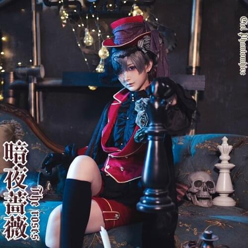 New Anime Black Butler Cosplay Costume The Roses Ciel Phantomhive Cosplay Costumes Halloween Female/male Clothes With Hat Scarf