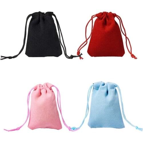 Pandahall 100pcs 7x5cm (2.75x1.96") Black Velvet Jewelry Drawstring Bags Christmas Xmas Gift Candy Bundle Pocket Packing Pouches