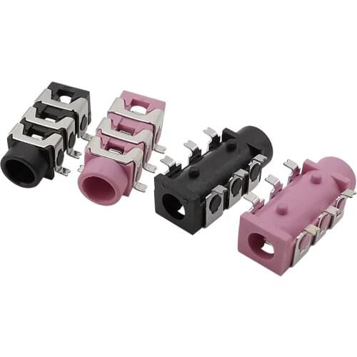 PJ-313D PJ313D SMD 6Pin 3.5mm Female Jack Audio Headphone Socket Stereo Connector Black and Pink