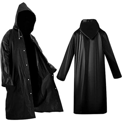 Adult Raincoat Women Men Raincoat Thicken Waterproof EVA Unisex Rainwear Reusable Outdoor Portable Black Hooded Raincoat Poncho