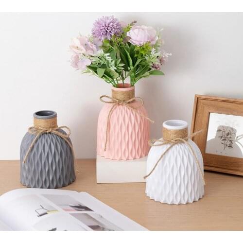 Nordic Style Plastic Vase Anti-ceramic Imitation Rattan Wedding Modern Decorations Desktop Decor for Home