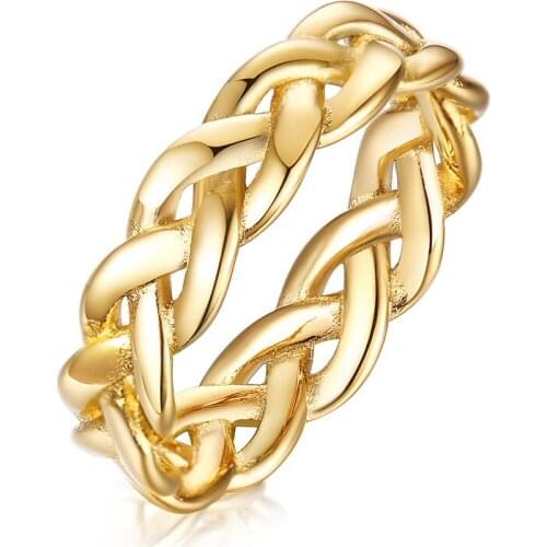 Stainless Steel Braided Ring Knotted Waved Stackable Wedding Band Promise Statement Ring Women Gifts
