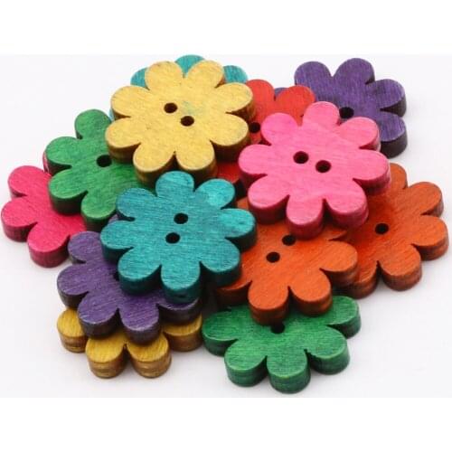 Button Flower Handmade 50g Flat Wooden Buttons 21mm Childrens Crafts Accessories Home Decoration Clothes Sewing DIY Scrapbook