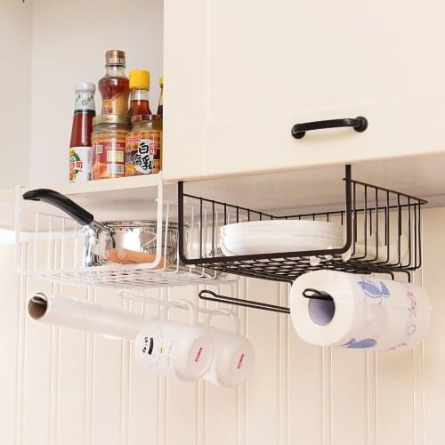 Cupboard Hanging Under Shelf Storage Iron Mesh Basket Cabinet Door Organizer Rack Closet Holders Storage Basket Rack Organizer