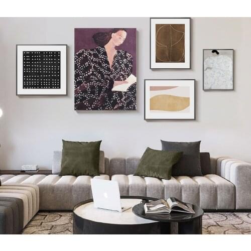 Simple modern Nordic abstract geometric lines, figures, beauty quintuplet decorative painting, print poster picture canvas
