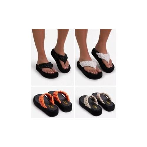 Womens shoes large size woven soft leather sandals and slippers womens 2021 summer new flat-bottom sandals and slippers 36-43
