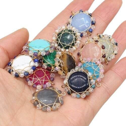 Natural Stone Two-hole connector Gold Line Winding Exquisite charms for jewelry making DIY necklace bracelet accessories