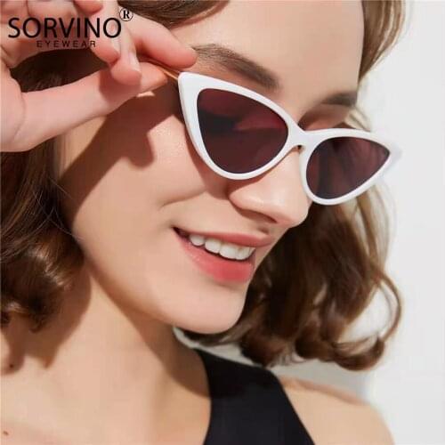 Luxury Cat Eye Sunglasses Women Vintage Pink White Red Cateye Retro Small Frame Brand Metal Trendy Ladies Shades Glasses