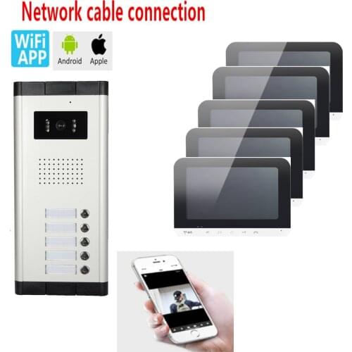 2~5 Apartments Video Intercom 7 Inch Monitor Network Cable Wired WIFI Video Doorbell Speake Phone Intercom IR Camera System