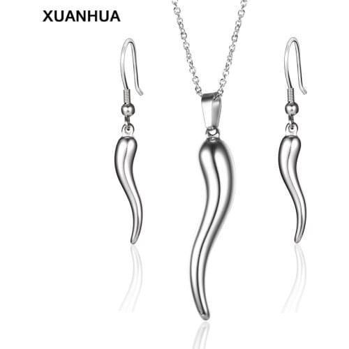 XUANHUA Stainless steel Jewelry set Acessories Necklace Earrings set womens clothing accessories Bohemian Fashion jewelry chain