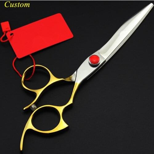 Custom logo japan 440c 6.5 inch gold hair cutting scissors barber makas cut shears haircut hair scissor hairdressing scissors