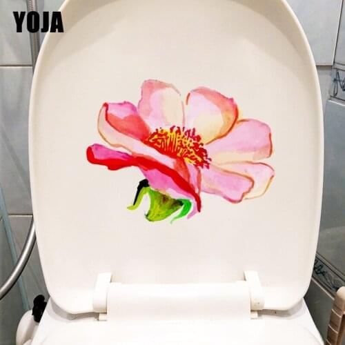 YOJA 23.4*18CM Watercolor Hand Painted Flowers Kids Room Decoration Bathroom Toilet Sticker T1-0414