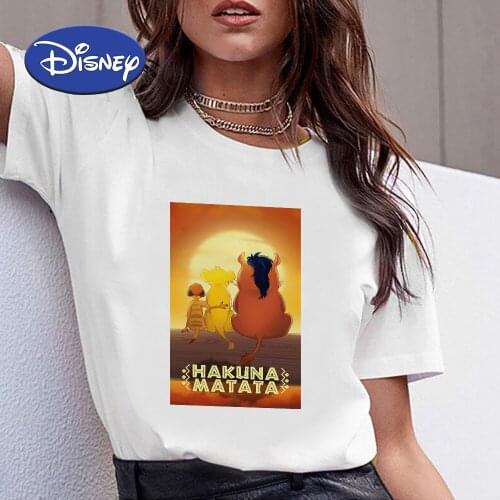 Simba Hakuna Matata Woman T-Shirt Brand Disney The Lion King Germany Catoon Short Sleeve Tops 2021 Casual O-Neck T Shirt Femme