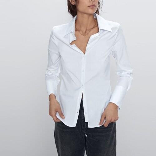Casual Women Long Sleeve White Blouse Office Lady Shirt Turn Down Collar Basic Shirt Female Spring Tops XB9636
