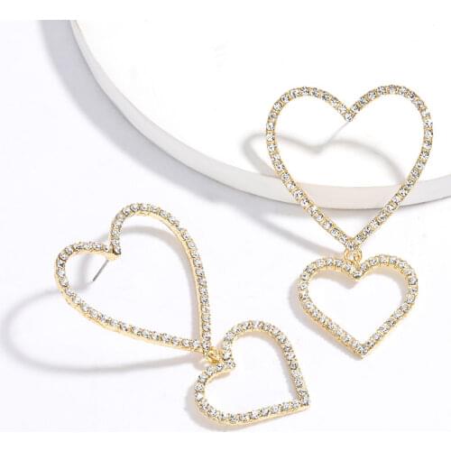Earrings for women 2021 fall new metal fashin simple cute heart shape party earrings crochet earrings rhinestone earrings