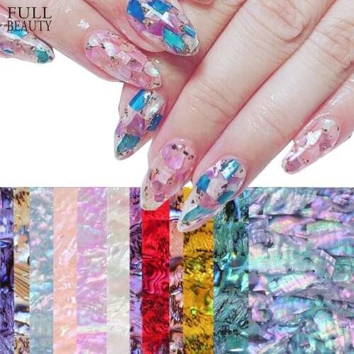 1pc 3D Abalone Shell Nail Sticker Gradient Pearl Shell Slice Slider Winter DIY Gel Polish Manicure Nail Art Decorations CH747-2