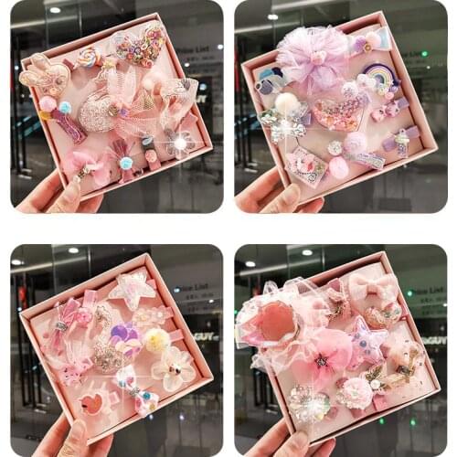 2019 10Pcs/Box Shiny Baby Girl Hair Clips Hair Accessories Set Kid Children Hairpins Princess Crown Bows Headwear Barrettes