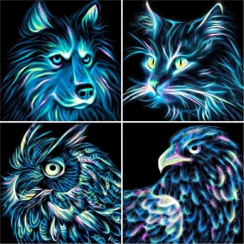 AZQSD Diamond Embroidery Cat Wolf Eagle Mosaic Rhinestone Full Square Diamond Painting Animal Cross Stitch Handicraft Home Decor