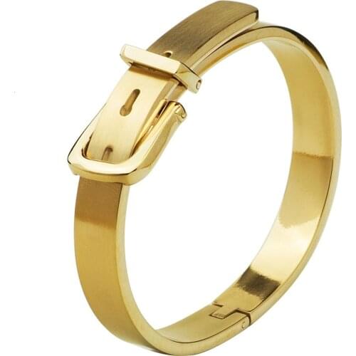 Horseshoe buckle Bangle Unisex Women/Men Jewelry Wholesale 4 Colors Gold Color Round Trendy Belt Bracelets Bangles