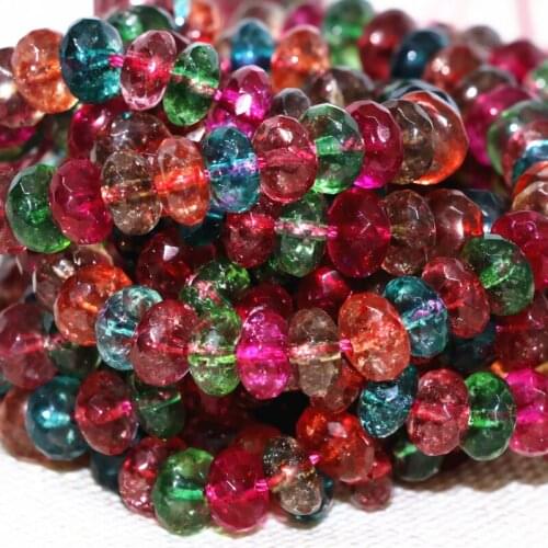 High quality fashion 4*6mm multicolored simulated tourmaline rondelle faceted abacus loose beads for jewelry making 15inch B177