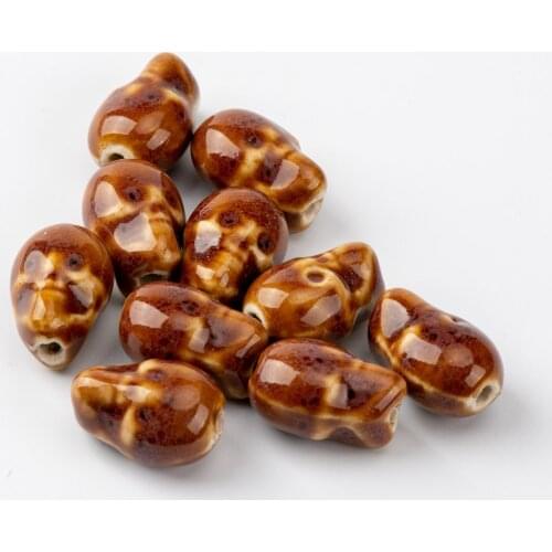 16# 20pcs Skull Shape DIY Ceramic beads flower Not natural stone Unique Ceramics Beads Wholesale #A427C