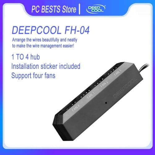 DEEPCOOL FH-04 Case fan small 4p power supply hub 1 TO 4 Intelligent speed regulation,with mounting sticker
