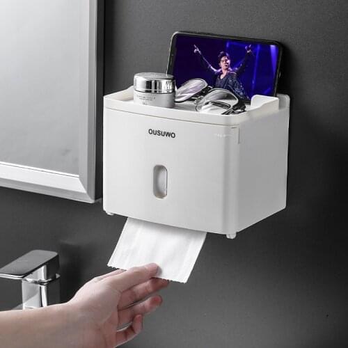 Toilet Tissue Box Toilet Multi-Function Paper Extraction Box Plastic Storage Box Wall Hanging Simple Hand Box