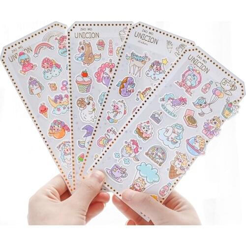 Unicorn Kawaii Stickers Scrapbook Stickers Cartoon Daily Cute Album DIY Decorative Stickers Kids Gifts Stationery School Supply