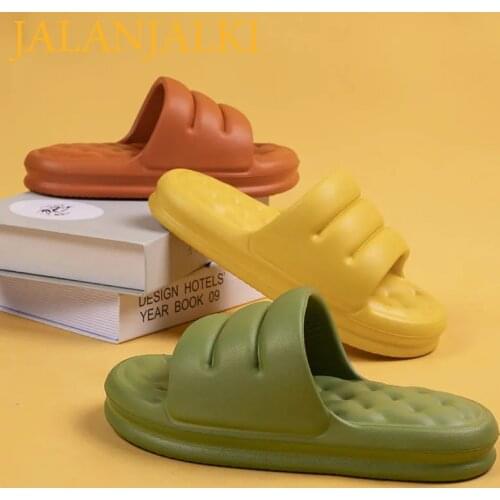 JALANJALKI Women Slippers Thick Soles Solid Color Soft Ladies Sandals Non-Slip EVA Indoor Bedroom Sholes Unisex Men Home Slides