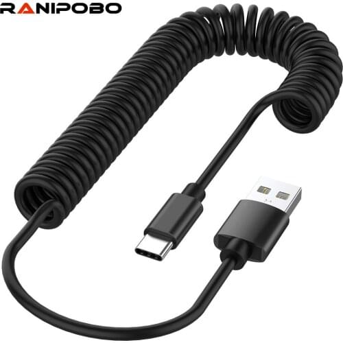 Ranipobo 2.4A Fast Charging Spring Cable Type C Micro USB For Samsung Xiaomi Huawei Spring Cord Phone Data Synchronization Kable