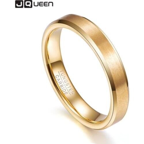 Tungsten Steel Ring Simple Couple Ring 4MM Gold Color for Women Engagement Wedding Rings Lovers Gift Fine Jewelry