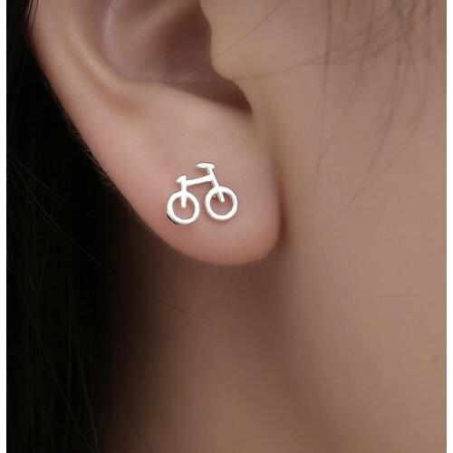 Korean Silver Color Mini Bike Small Earings Fashion Jewelry New Cute Minimalist Bicycle Stud Earrings Baby Gifts for Women