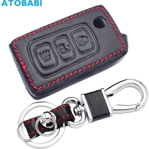 Leather Car Key Cases 3 Buttons Folding Keychain Holder Remote Control Fobs Protector Cover For Great Wall Haval H3 Hover H5