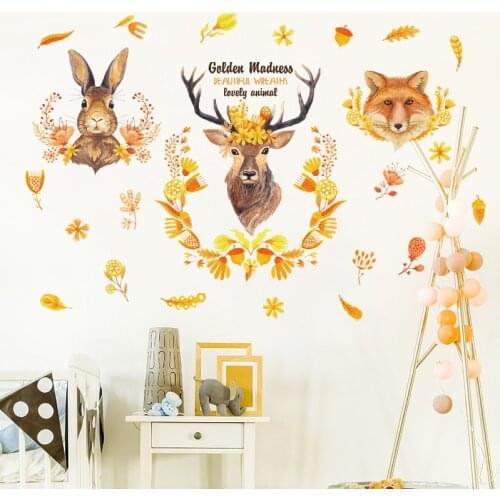 Creative Sika deer head wall sticker Vinyl DIY art wall decals For Living room bedroom sofa background wall home decor sticker