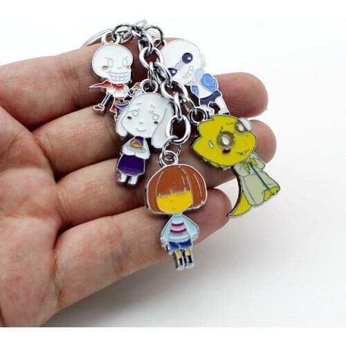 Anime Game Undertale Metal Keychain Frisk/Sans/Toriel/Papyrus/Alphys Fashion Pendant for Bag with Cosplay Accessories for Gift