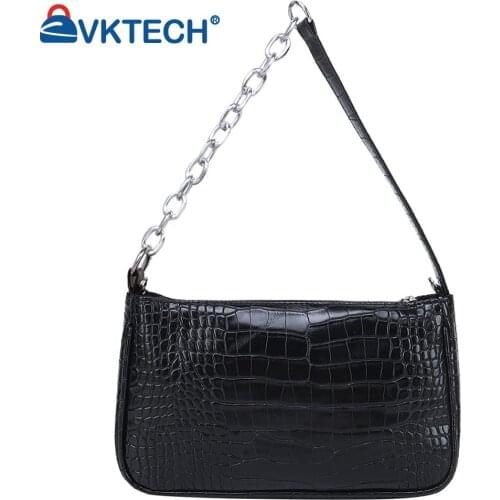 Fashion Women Alligator Pattern Solid Color Shoulder Underarm Bag Casual Ladies Butterfly Pearl Chain Small Purse Handbags