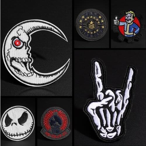 Skeleton Finger Bone punk horror moon Dark personality patches for Jeans Hoodie DIY Ironing on clothes Epaulet Badge