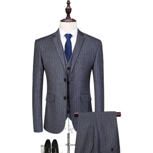 The new Korean version slimmed down a three-piece tidal mens fancy suit host performance dress groom 1899 white P240