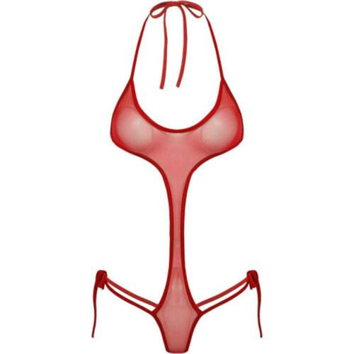 New micro bikini swimwear women swimsuit one piece biquini bikinis Sexy Solid color Transparent Sling String Lace Backless Thong