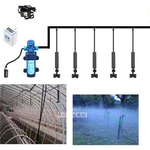 New Timed water pump set 12V 45W Water Pump 4L/min Greenhouse Automatic Irrigation System Cross Atomization Nozzle Watering Kits