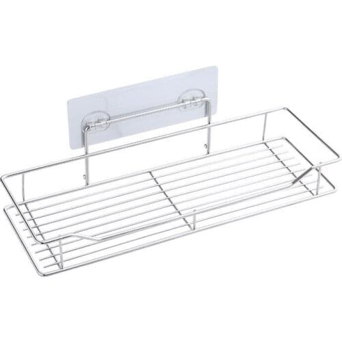 2pcs Stainless Steel Shower Organizer Basket Bathroom Shelf Punch-Free Firm Shower Gel Shampoo Storage Shelf Rack 353x130x85mm