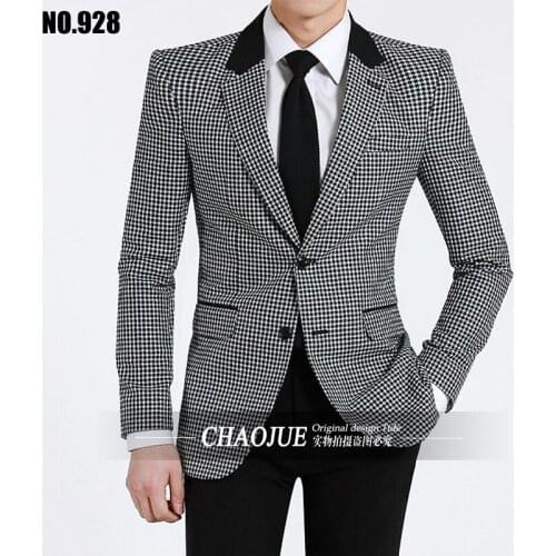 S-6XL!! 2018 male spring and autumn fashionable casual suit color block long-sleeve slim Big yards mens clothing