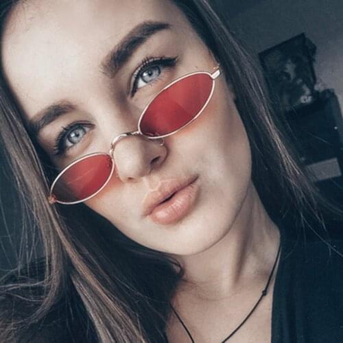 Brand Designer Small Round Oval Sunglasses Women Men Clear Color Lenses Unisex Ellipse Sun Glasses for Women Female UV400