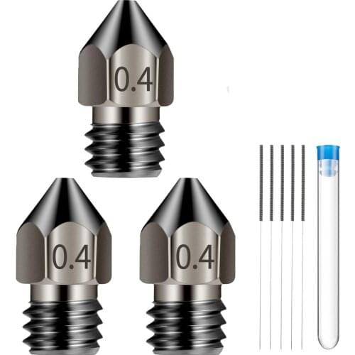 3Pcs 3D Printer Extruder Nozzles 0.4 mm MK8 3D Printer Extruder Hardened Steel Nozzle + 5 Needles for MK8 Creality CR-10