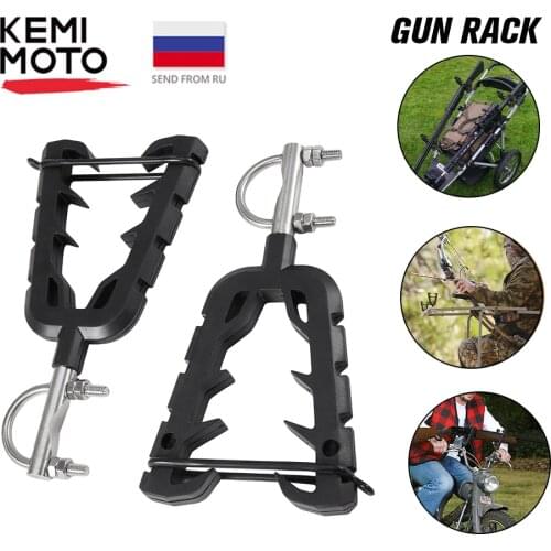 Quad Bike Single Bow Rack Holder Motorbike ATV UTV Firearm Shooting V-Grip Single Handlebar Cushioned Rack VFGH Golf Car Scooter